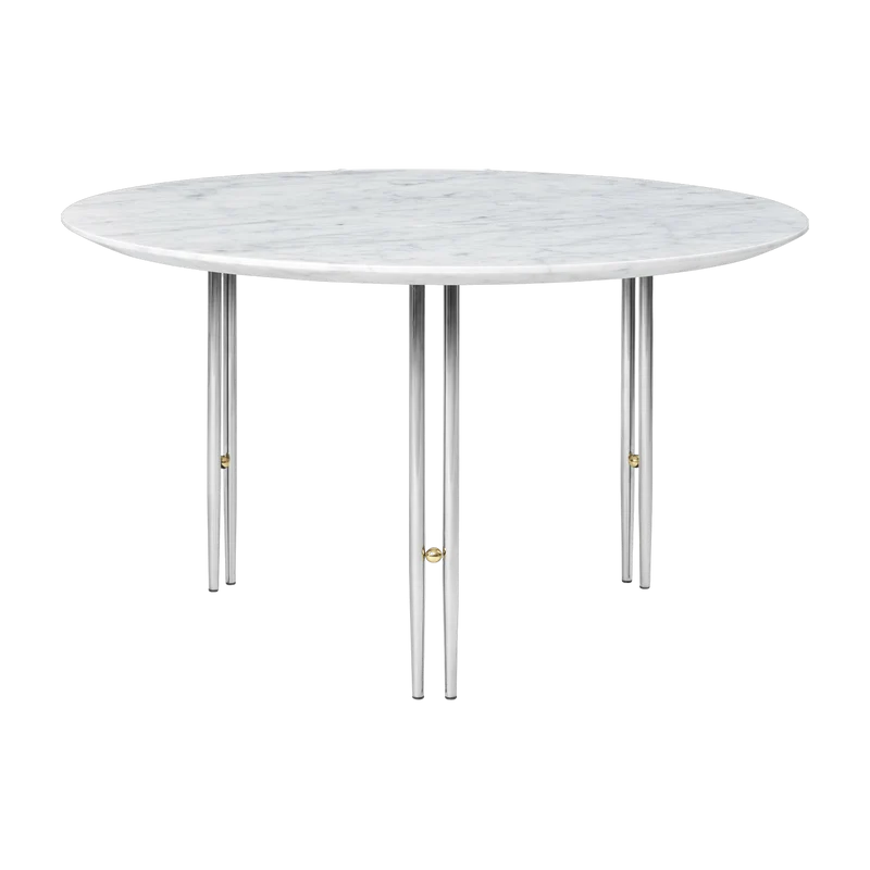 Table basse ronde en marbre blanc et base chromée 70 cm IOI - Gubi
