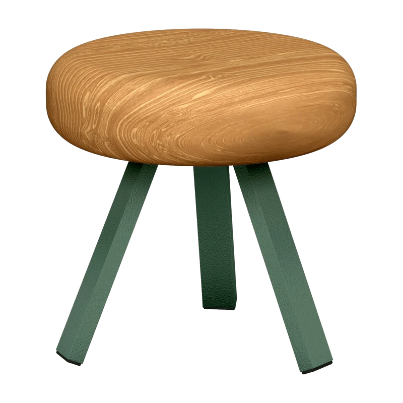 Tabouret en chêne et acier olive 35 cm Smack - Matière Grise