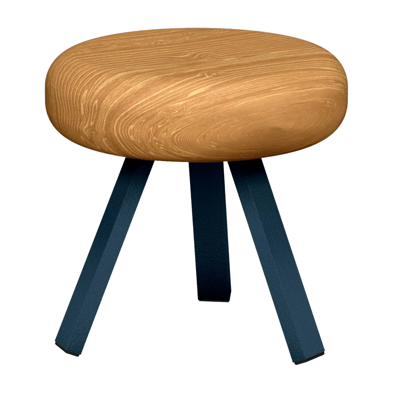 Tabouret en chêne et acier denim 35 cm Smack - Matière Grise