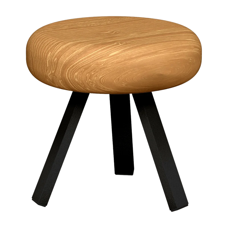 Tabouret en chêne et acier noir mat 35 cm Smack - Matière Grise