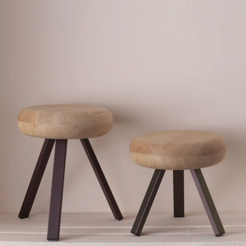 Tabouret en chêne et acier anthracite 35 cm Smack - Matière Grise