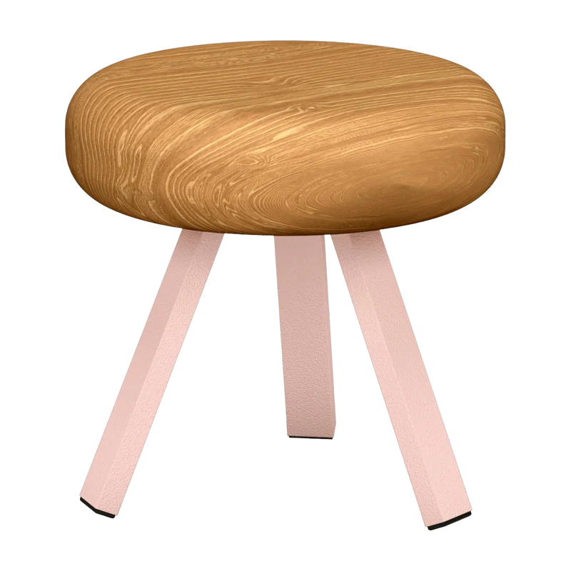 Tabouret en chêne et acier baby pink 35 cm Smack - Matière Grise