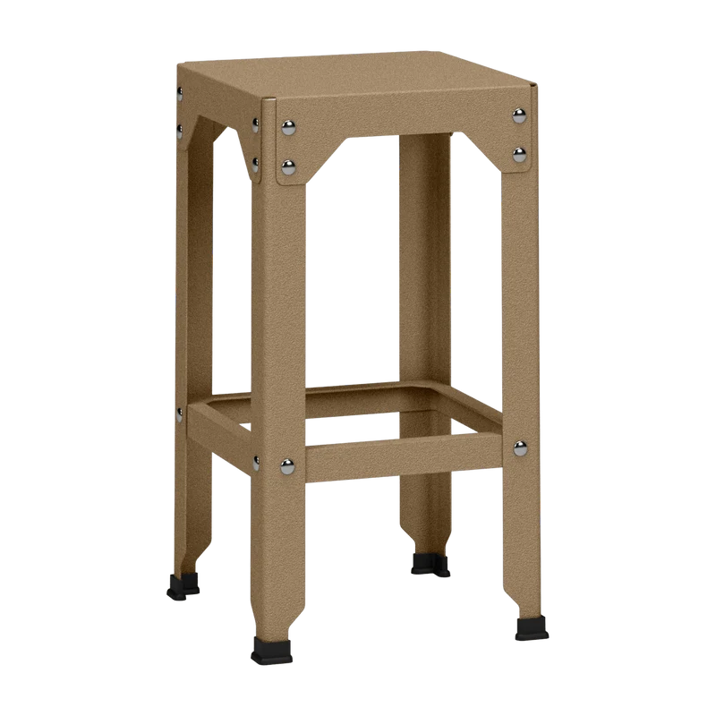 Tabouret haut en acier galvanisé sable 63 cm Hegoa - Matière Grise