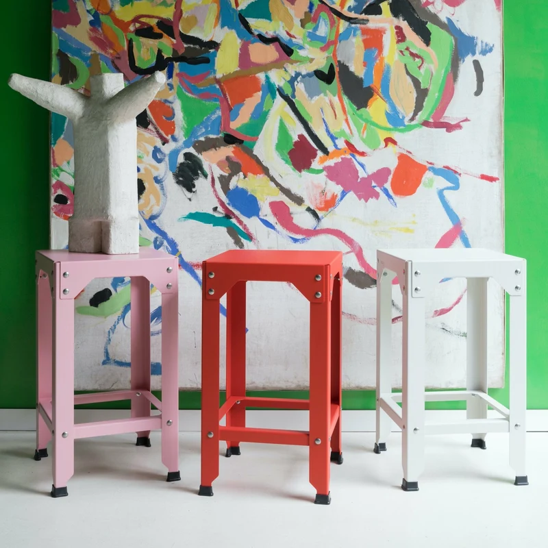 Tabouret haut en acier galvanisé safran 63 cm Hegoa - Matière Grise