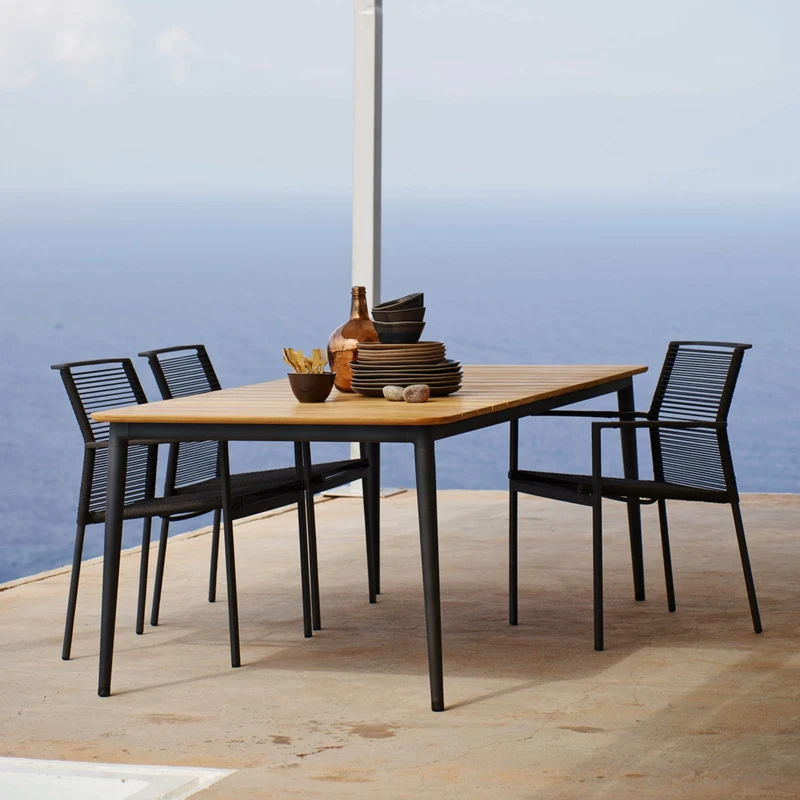 Chaise de jardin avec accoudoirs gris Edge - Cane-Line
