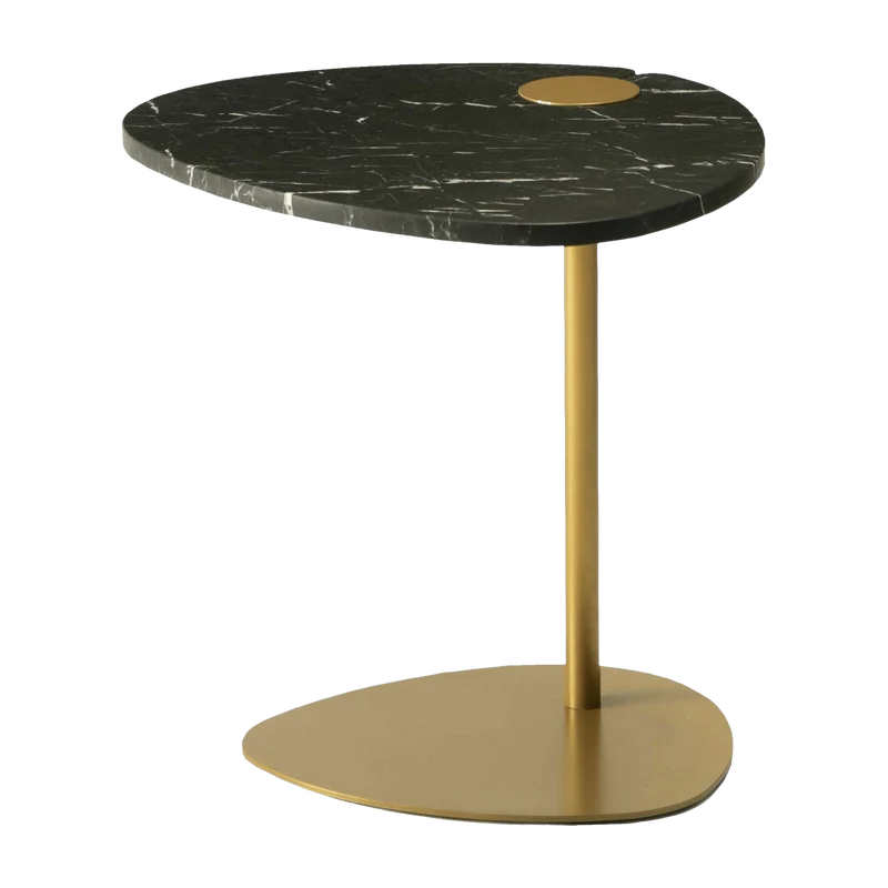 Table d'appoint en marbre noire et piétement doré Hug - Meme Design