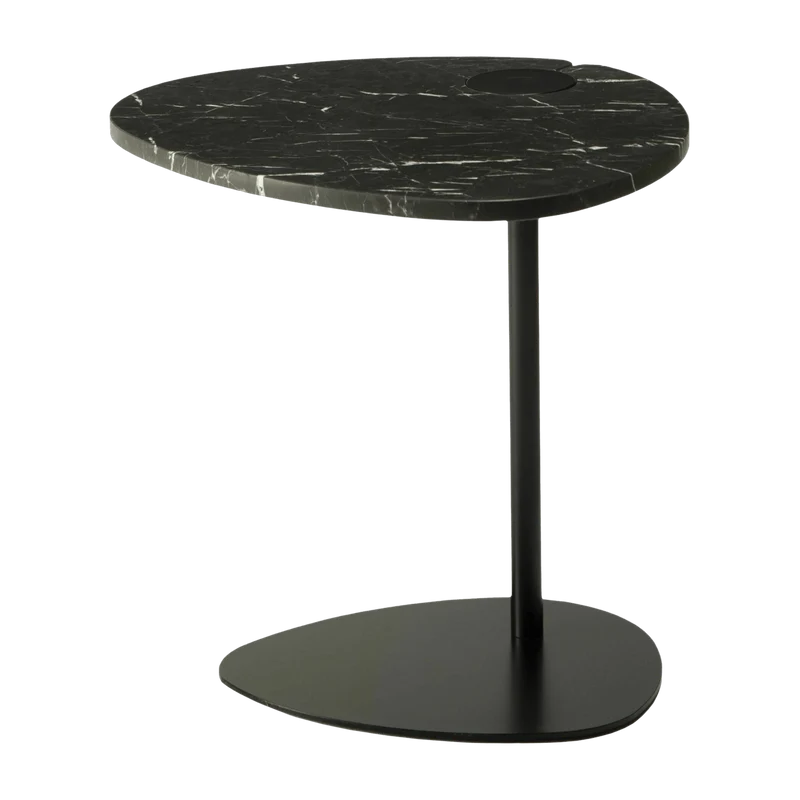 Table d'appoint en marbre noire et piétement noir Hug - Meme Design