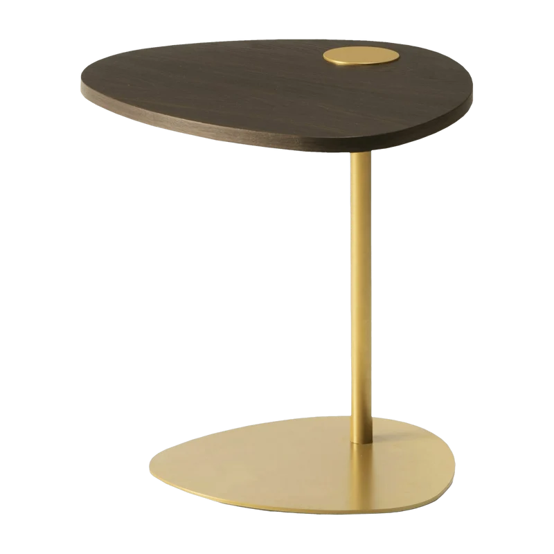 Table d'appoint en chêne fumé et piétement or Hug - Meme Design