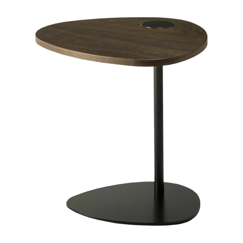 Table d'appoint en chêne fumé et piétement noir Hug - Meme Design