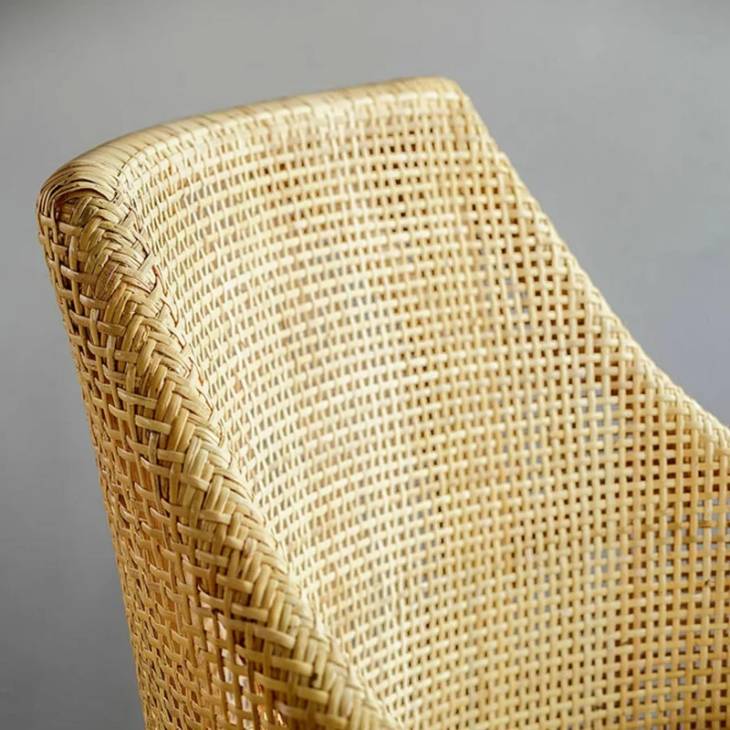 Tabouret de bar en rotin naturel piétement teck Saïgon - KOK