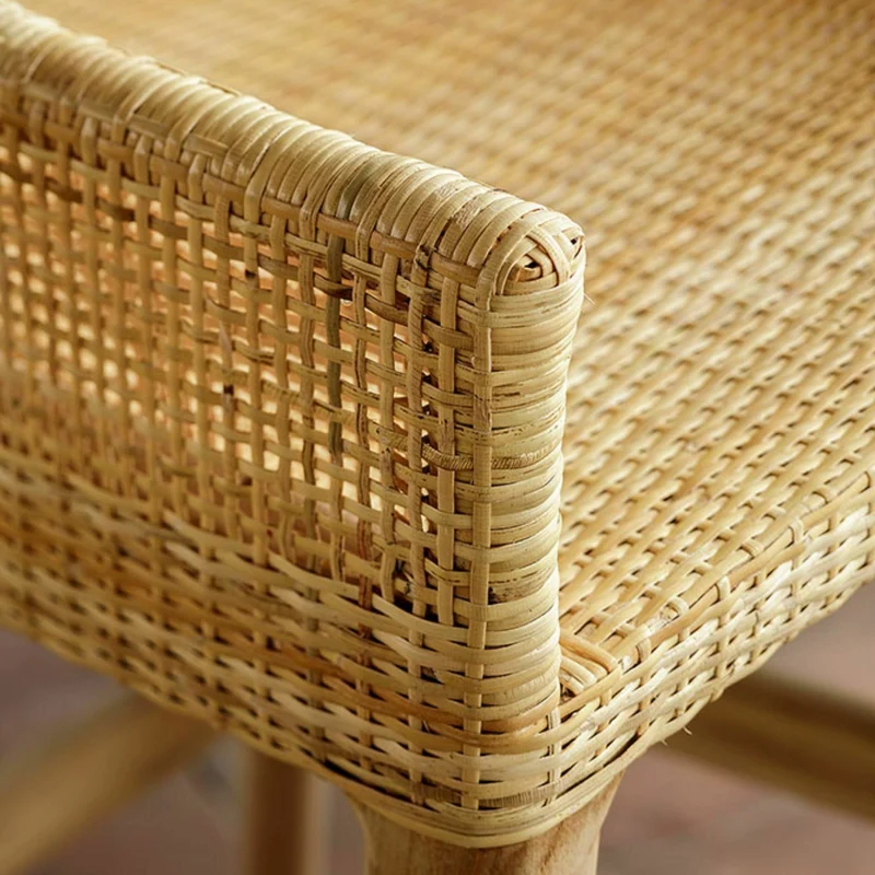 Tabouret de bar en rotin naturel piétement teck Saïgon - KOK