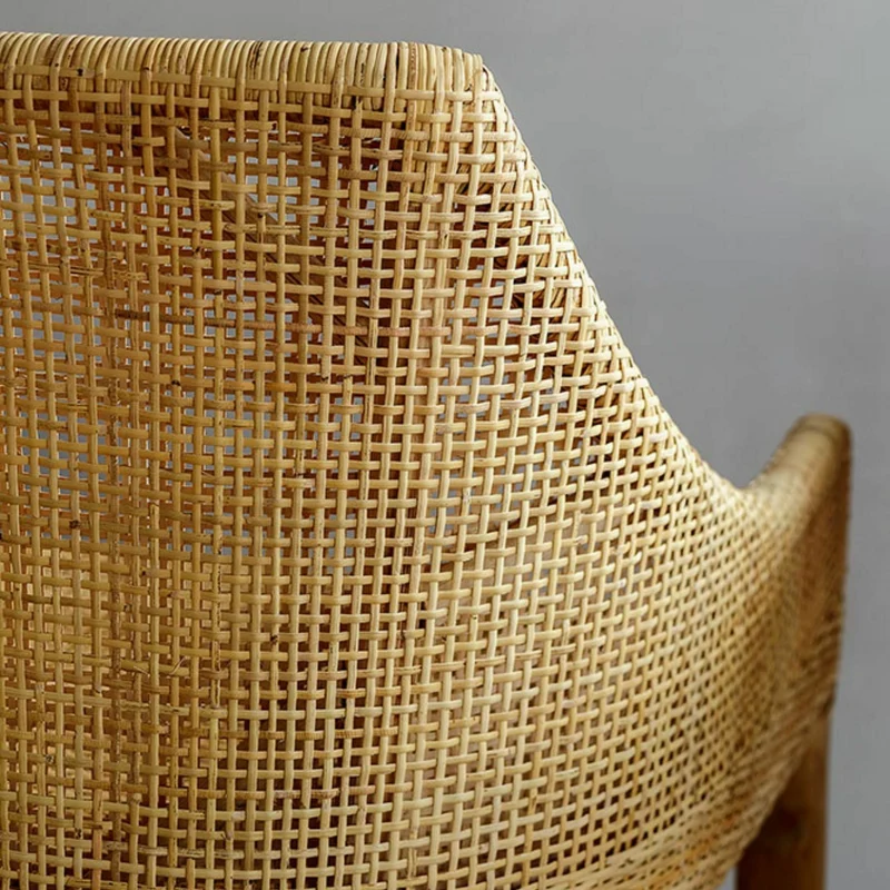 Tabouret de bar en rotin naturel piétement teck Saïgon - KOK