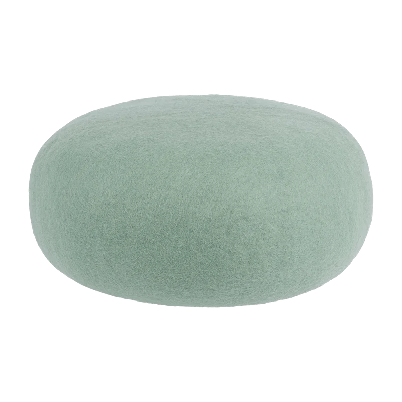 Pouf rond en laine turquoise-gris M Fine - myfelt