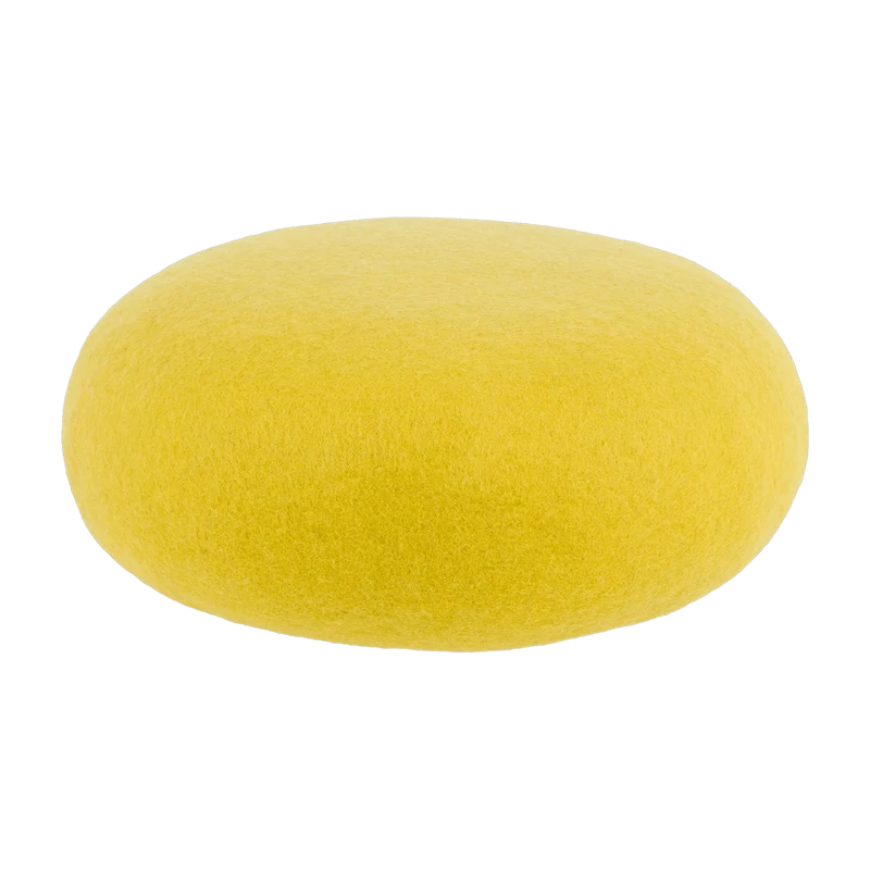 Petit pouf rond en laine vert-jaune S Kata - myfelt