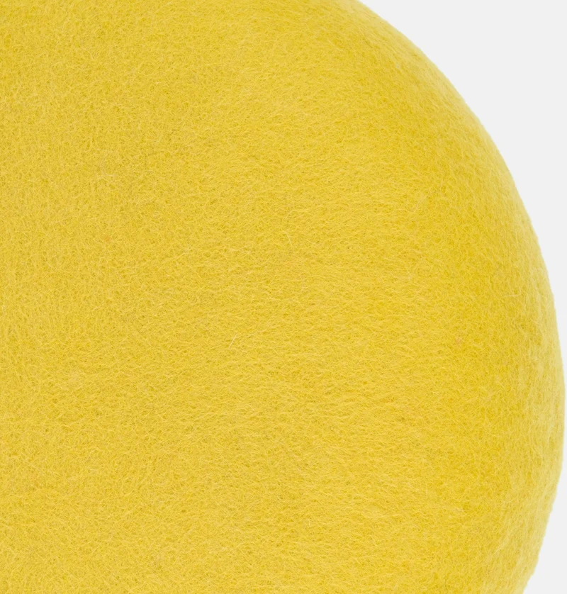 Petit pouf rond en laine vert-jaune S Kata - myfelt
