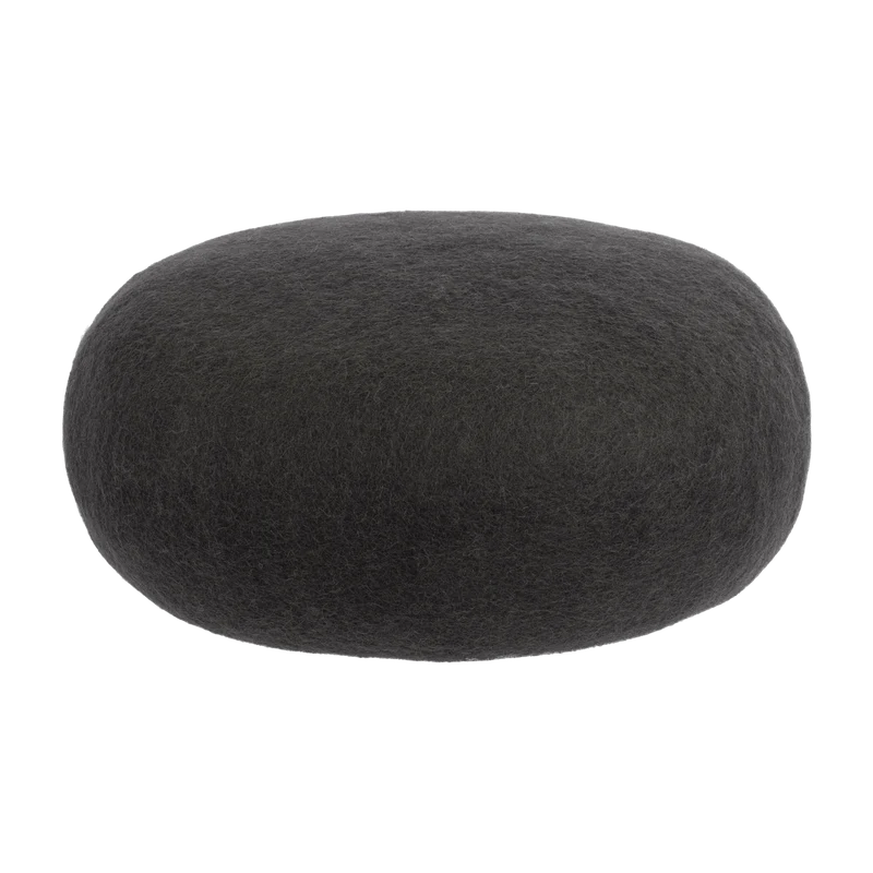 Pouf rond en laine anthracite M Kuno - myfelt
