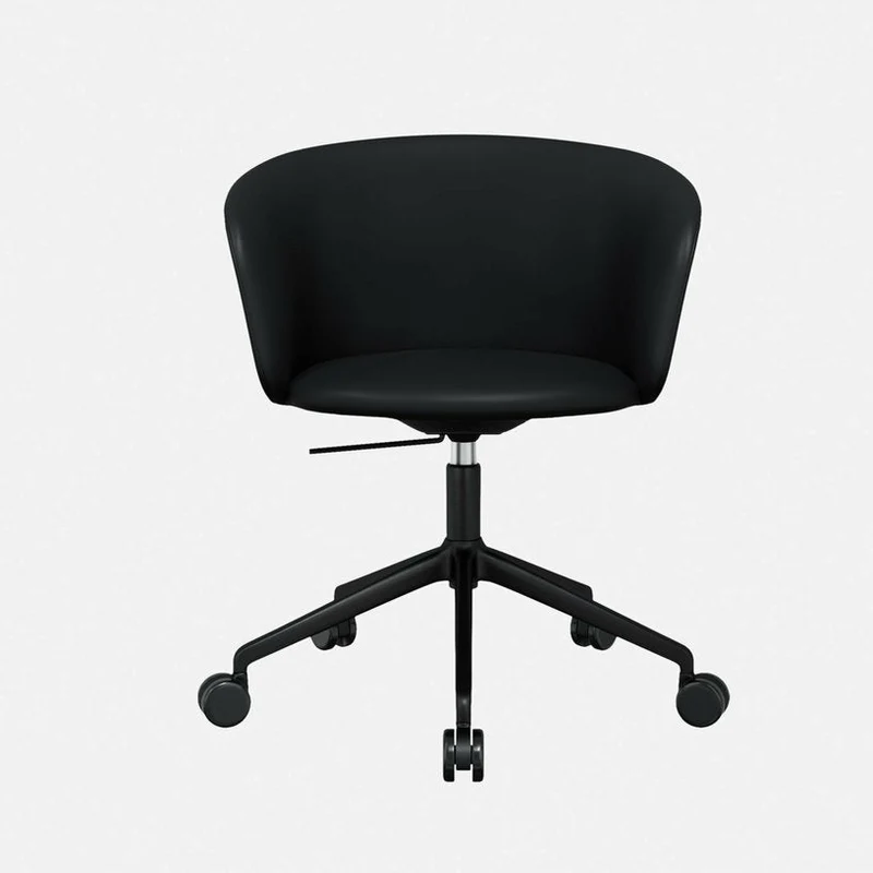 Fauteuil de bureau en cuir noir et piètement noir à roulettes Kendo - Hem