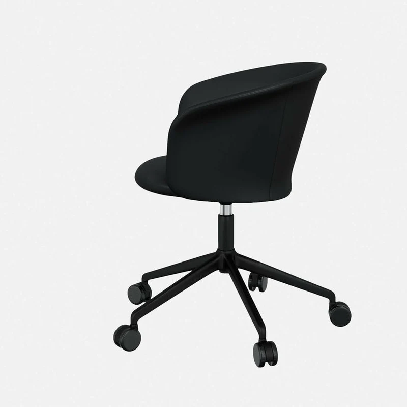 Fauteuil de bureau en cuir noir et piètement noir à roulettes Kendo - Hem