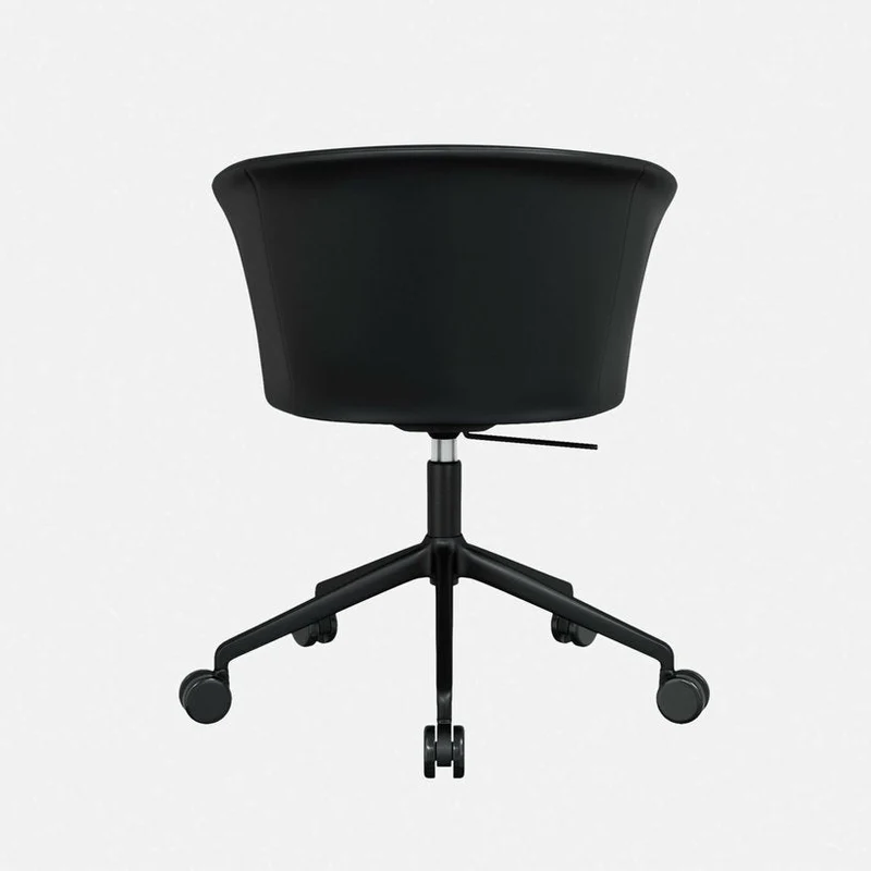 Fauteuil de bureau en cuir noir et piètement noir à roulettes Kendo - Hem
