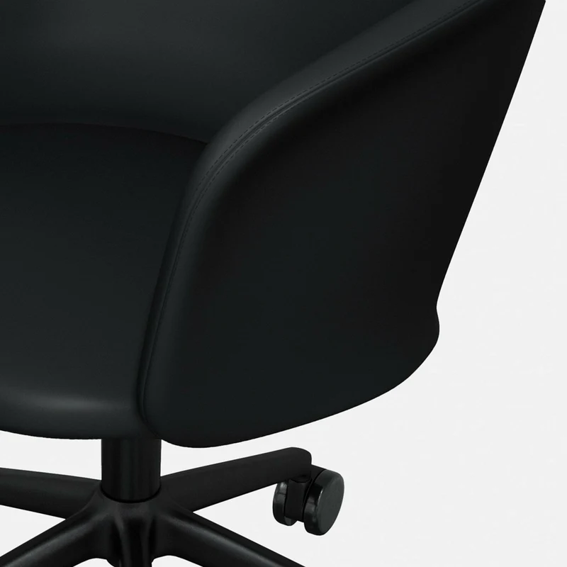 Fauteuil de bureau en cuir noir et piètement noir à roulettes Kendo - Hem