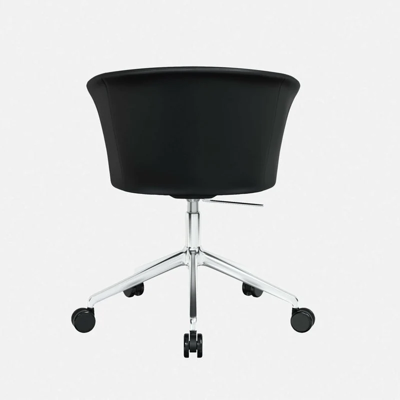 Fauteuil en cuir noir et piètement argenté à roulettes Kendo - Hem