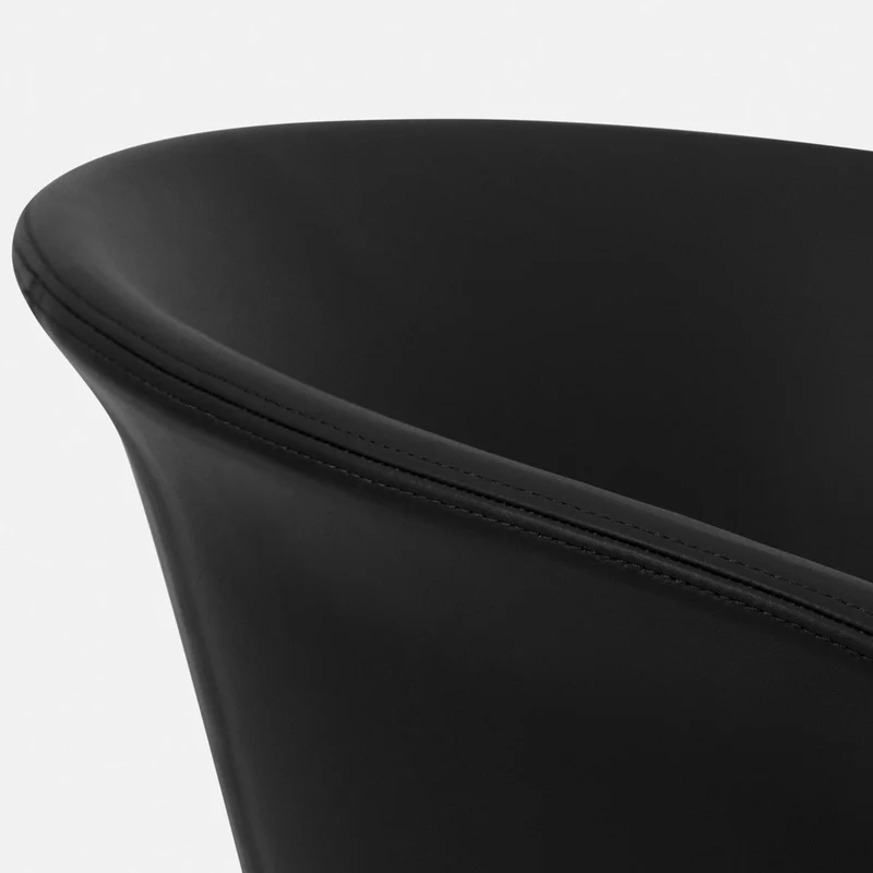 Fauteuil en cuir noir et piètement argenté à roulettes Kendo - Hem