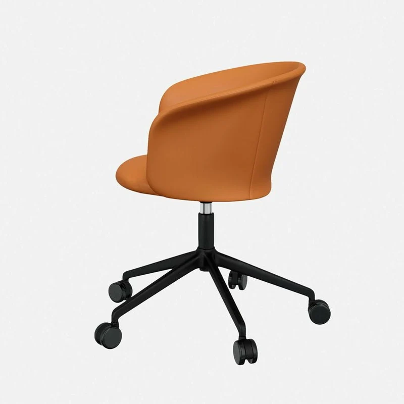 Fauteuil en cuir marron et piètement noir à roulettes Kendo - Hem