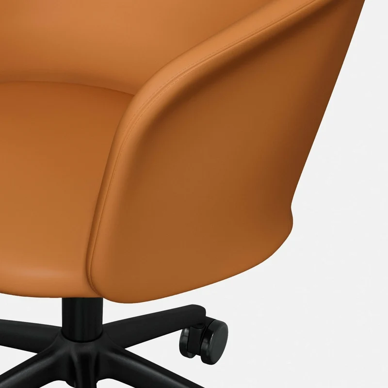 Fauteuil en cuir marron et piètement noir à roulettes Kendo - Hem