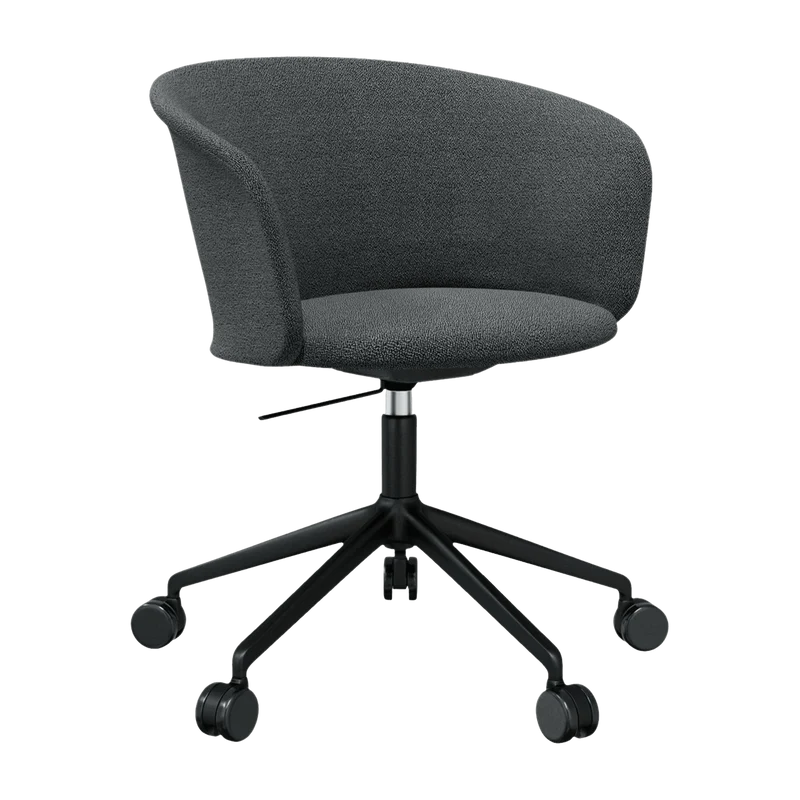 Fauteuil Graphite et piètement noir à roulettes Kendo - Hem
