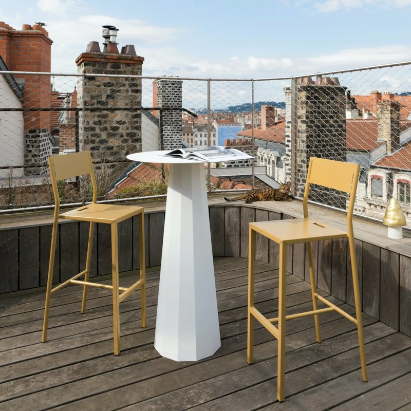 Chaise haute en acier mat terracotta 110 cm Take - Matière Grise