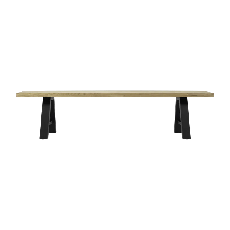 Banc en teck massif et structure noire 265x40 cm Matteo - Vincent Sheppard