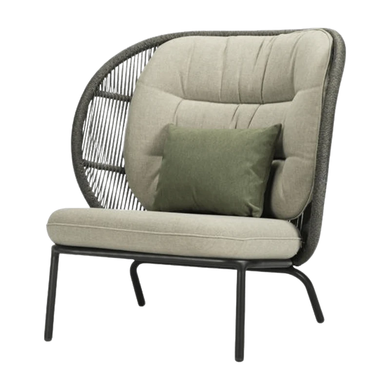 Fauteuil cocoon avec set de coussins Amande et vert olive fossil Kodo - Vincent Sheppard