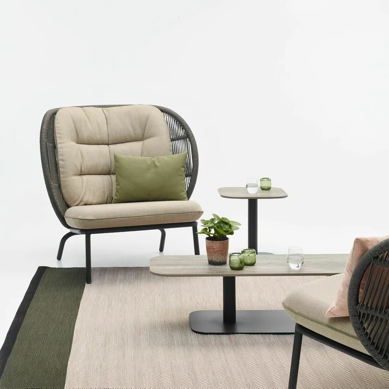 Fauteuil cocoon avec set de coussins Amande et vert olive fossil Kodo - Vincent Sheppard