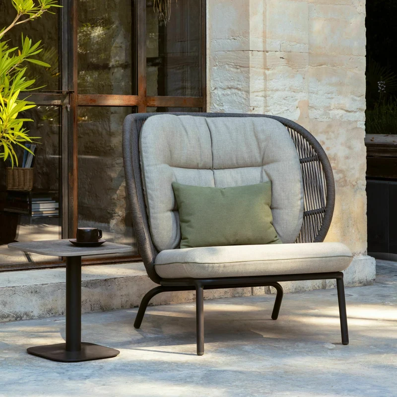 Fauteuil cocoon avec set de coussins Amande et vert olive fossil Kodo - Vincent Sheppard