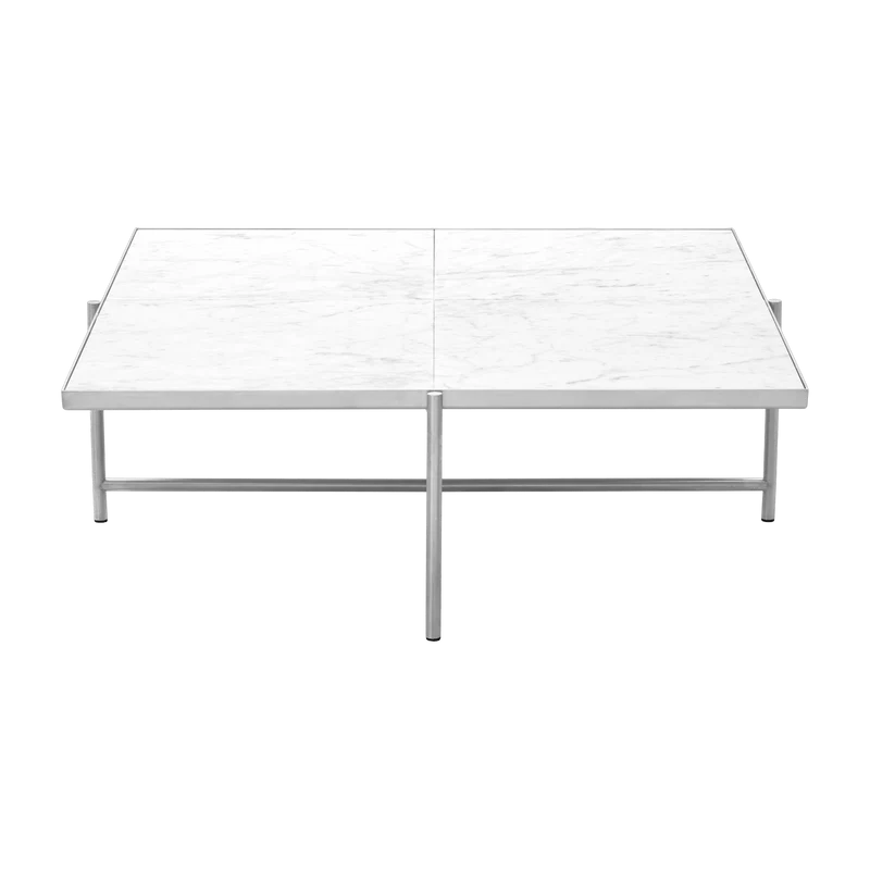 Table basse en marbre blanc et piètements en acier inoxydable Coffee 90 - Handvärk