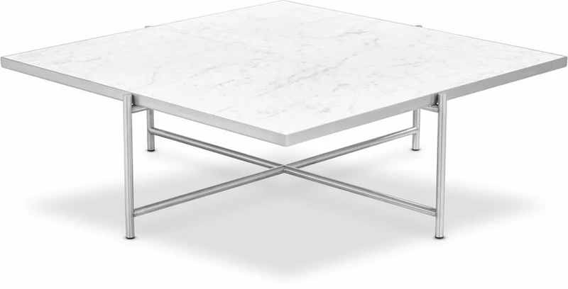 Table basse en marbre blanc et piètements en acier inoxydable Coffee 90 - Handvärk