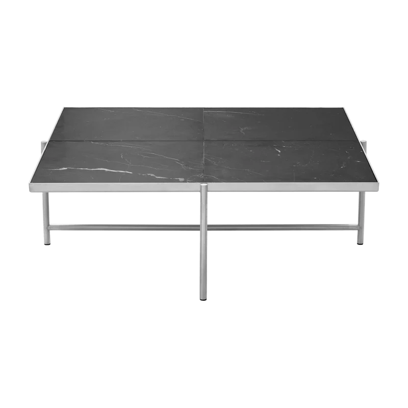 Table basse en marbre noir et piètements en acier inoxydable Coffee 90 - Handvärk