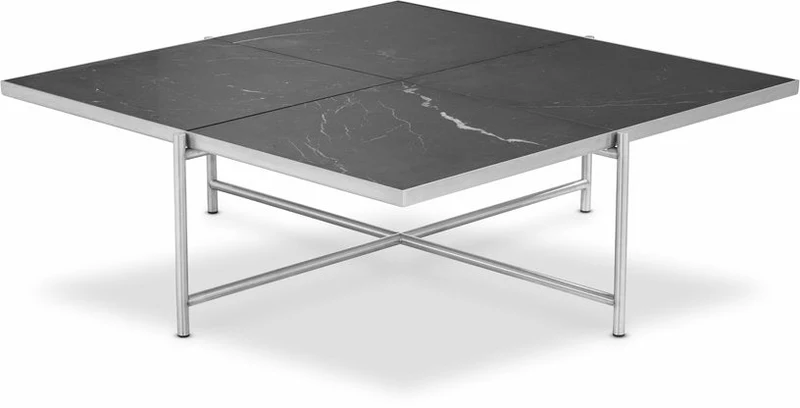 Table basse en marbre noir et piètements en acier inoxydable Coffee 90 - Handvärk