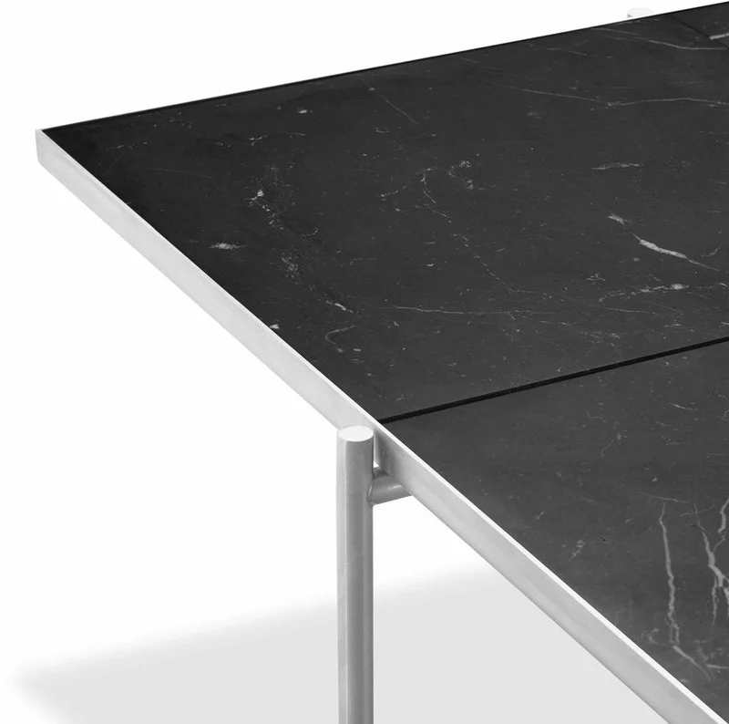 Table basse en marbre noir et piètements en acier inoxydable Coffee 90 - Handvärk
