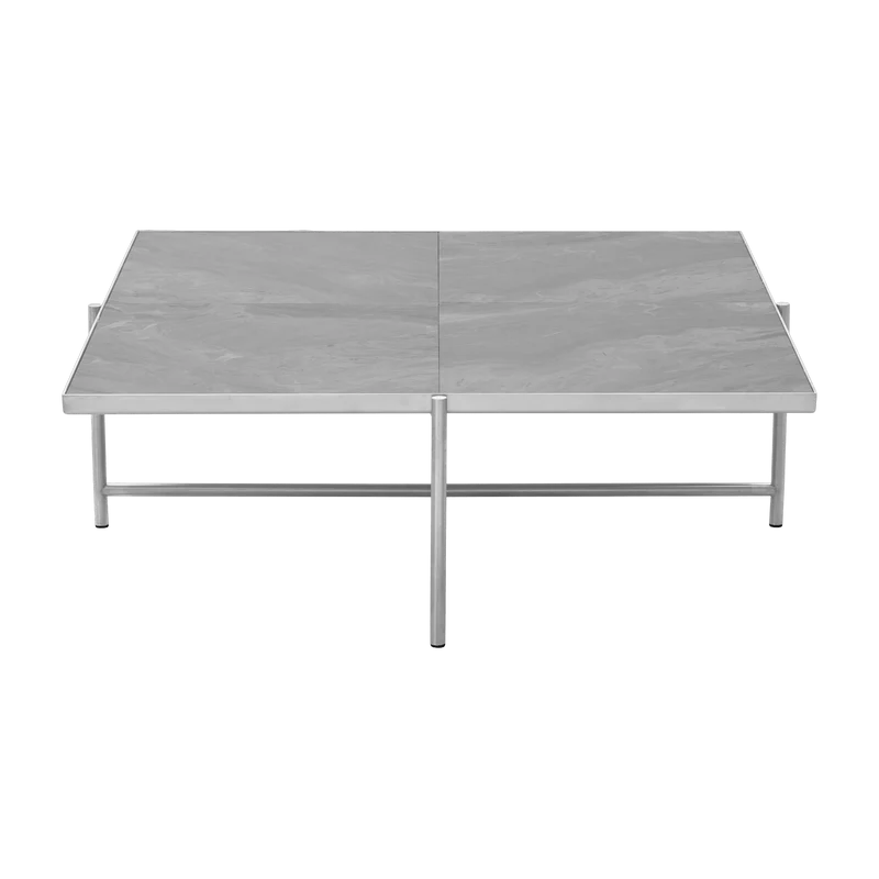 Table basse en marbre gris et piètements en acier inoxydable Coffee 90 - Handvärk