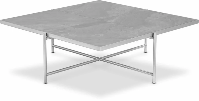 Table basse en marbre gris et piètements en acier inoxydable Coffee 90 - Handvärk