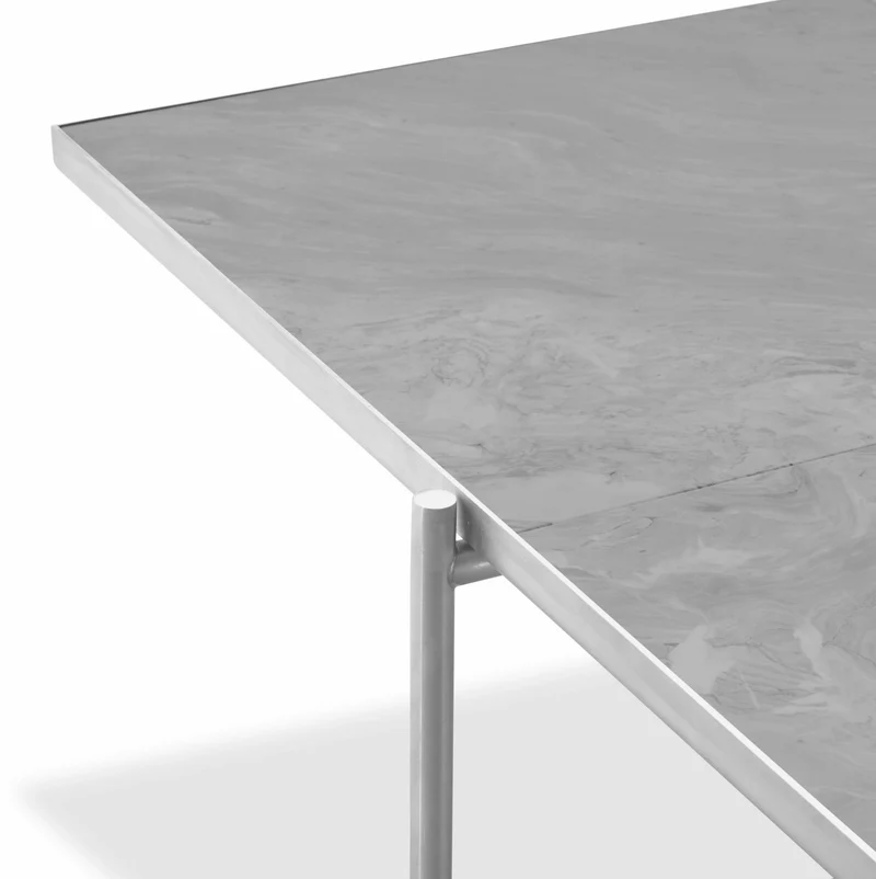 Table basse en marbre gris et piètements en acier inoxydable Coffee 90 - Handvärk