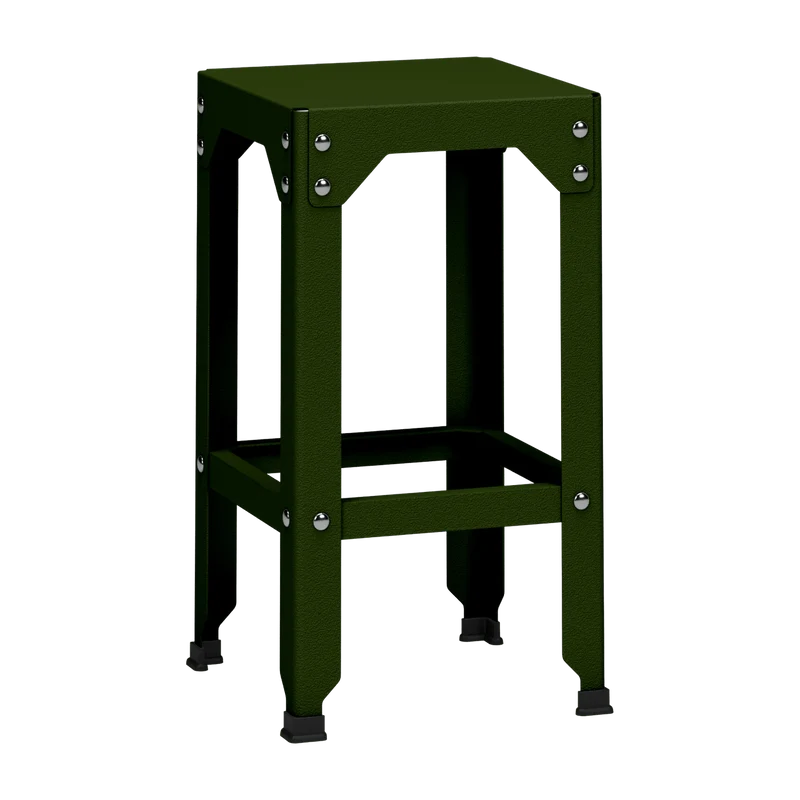 Tabouret haut en acier galvanisé kaki 63 cm Hegoa - Matière Grise