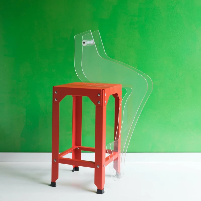 Tabouret haut en acier galvanisé kaki 63 cm Hegoa - Matière Grise