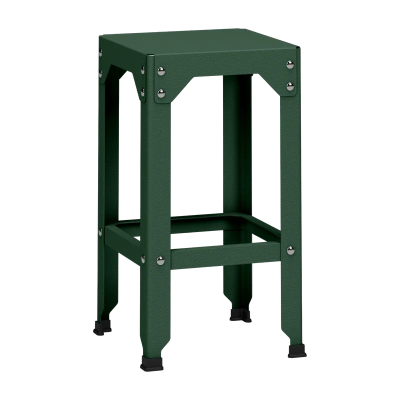 Tabouret haut en acier galvanisé olive 63 cm Hegoa - Matière Grise