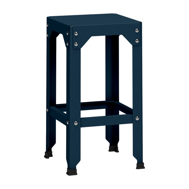 Tabouret haut en acier galvanisé denim 63 cm Hegoa - Matière Grise