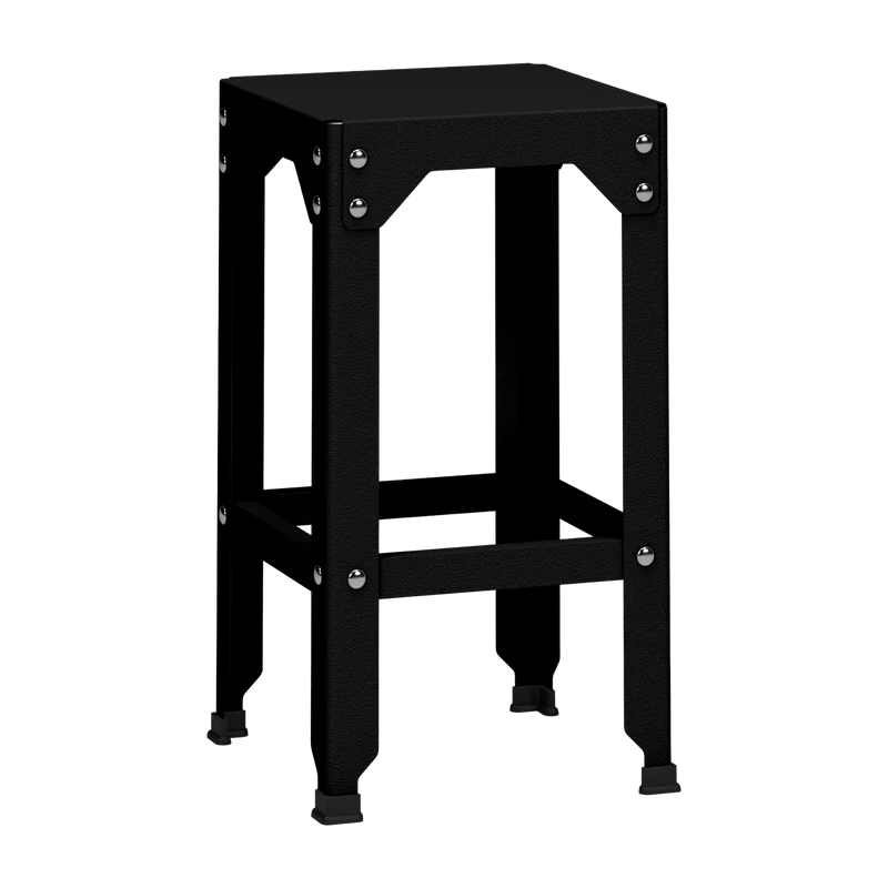 Tabouret haut en acier galvanisé noir mat 63 cm Hegoa - Matière Grise