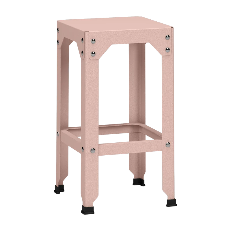 Tabouret haut en acier galvanisé baby pink 63 cm Hegoa - Matière Grise
