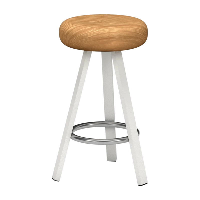 Tabouret haut en chêne et acier blanc 65 cm Smack - Matière Grise