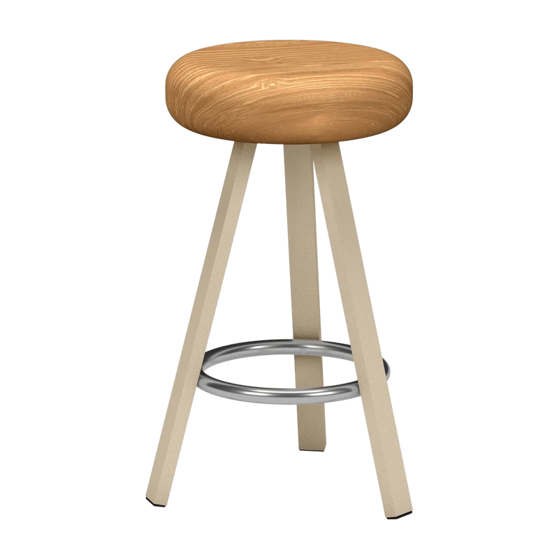Tabouret haut en chêne et acier crème 65 cm Smack - Matière Grise